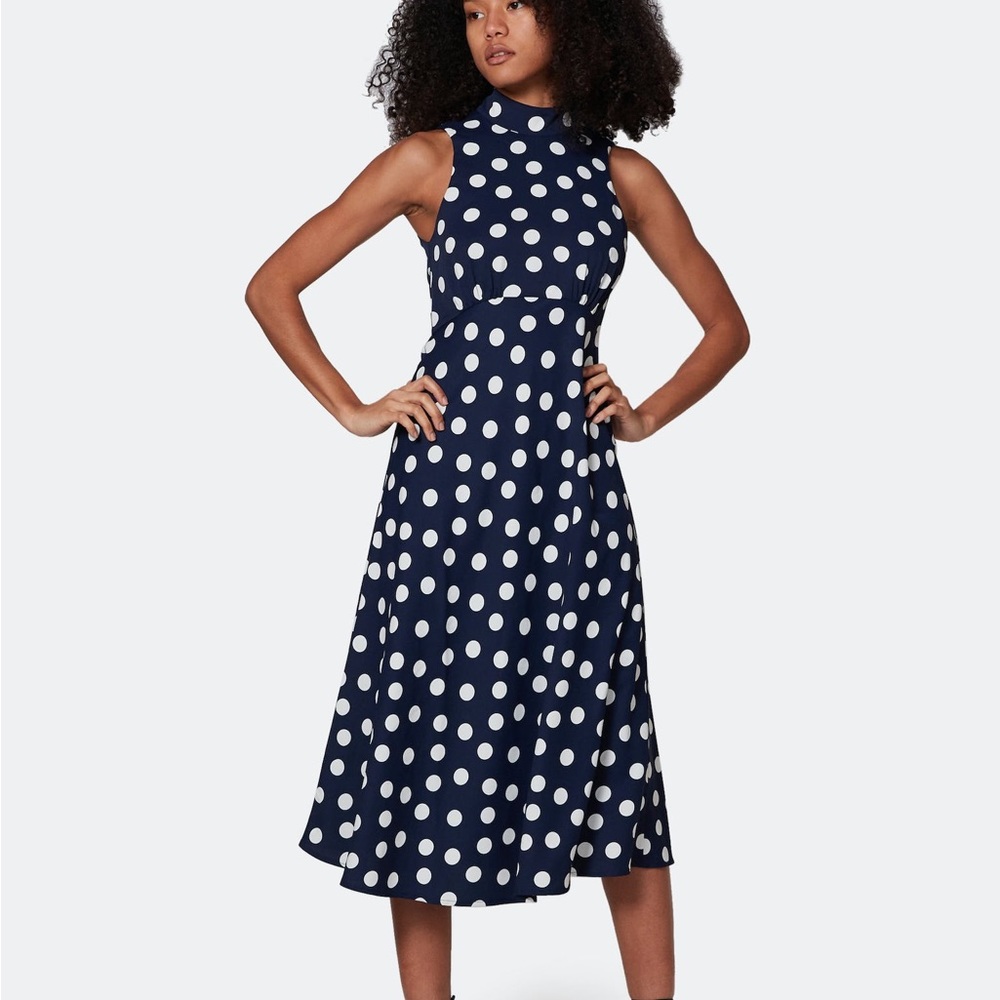 Most of All Coralie Midi Dress in Blue Polka Dot - 12 (NWT)